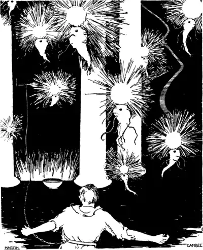 “I was, in movement and sound, one with these nameless things… I saw the things under the lights—great transparent, snail-like bodies—dozens of waving tentacles stretching from them… they were like specters of inconceivably monstrous slugs!… they did not crawl or walk—they floated!”