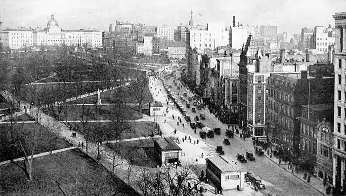 A view of Tremont Street, Boston Common, and the State House, Boston, Mass.