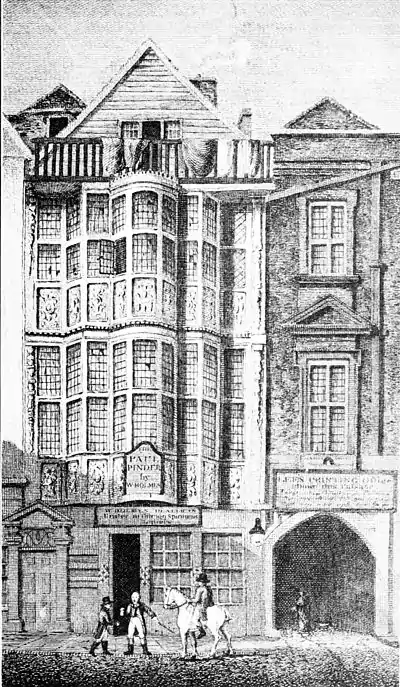 Carved exterior of Sir Paul Pindar's House, London, illustrating ornamental exterior woodwork.jpg