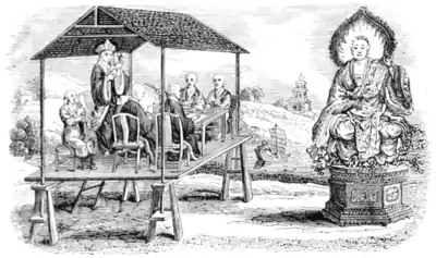 China- Its State and Prospects - Buddhist Priests on a stage.png