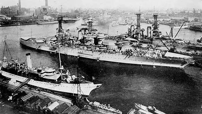 Collier's 1921 Navy Department, United States - “Tennessee” at the Brooklyn Navy Yard.jpg