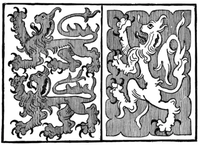 Fig. 275.—Arms of Strange and Talbot. (From a design for a banner.)