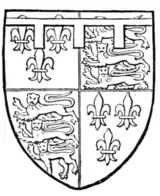 Fig. 721.—Henry of Monmouth, afterwards Henry V.: France (modern) and England quarterly, a label of three points argent. (From his seal.)
