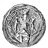 Fig. 735.—Seal of Sir John de Swinton, 1389.