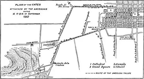 Decisive Battles Since Waterloo,-Plan of the gates attacked by the Americans on the 12 13 & 14 of September 1847.jpg