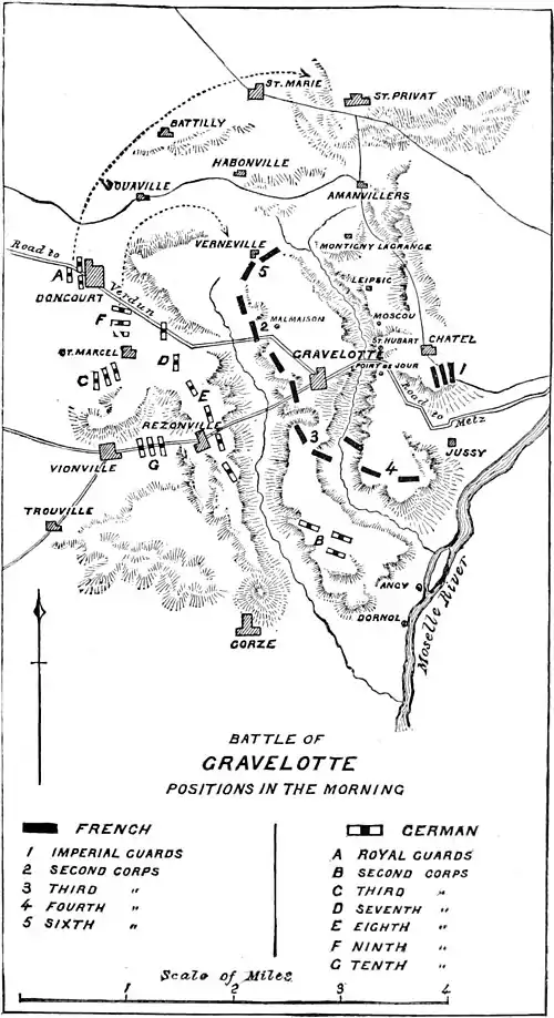 Decisive Battles Since Waterloo-Battle of Gravelotte positions in the morning.jpg