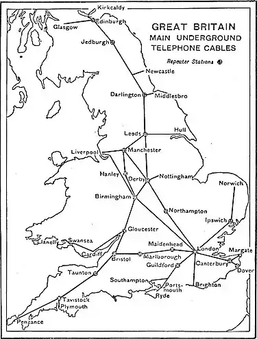EB1922 Telephone - Great Britain - map of scheme for telephonic communication by means of underground cables and telephone repeaters.jpg