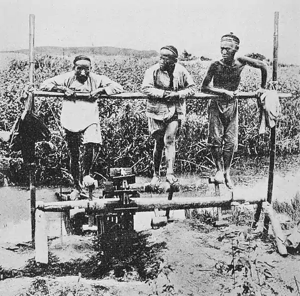 Farmers of forty centuries - Foot-power of China propels irrigation pump.jpg
