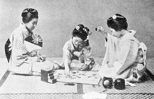 Farmers of forty centuries - Japanese girls playing the game of flower cards.jpg