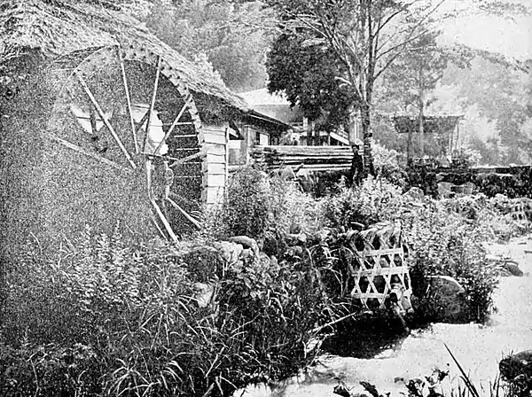 Farmers of forty centuries - water-wheel very commonly on mountain streams in Japan.jpg