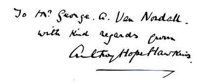 Handwritten letter by Anthony Hope -The Dolly Dialogues.png