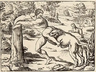 Fig. 59.—Milo of Crotona. From a print by Boldrini after Titian.