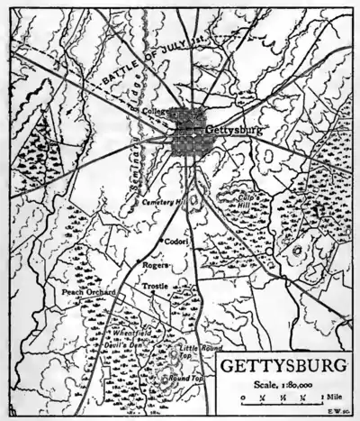 Map of Gettysburg and its surroundings in 1863.png