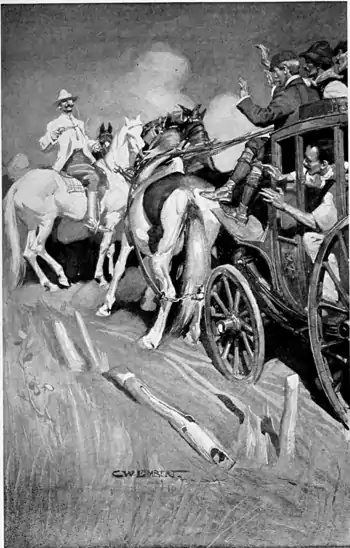 Mr. Kentish watched the little operation of "sticking up" without a word (Stingaree, 1908, pg098).png
