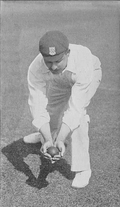 Ranji 1897 page 029 W. Marlow catching the ball low down.jpg