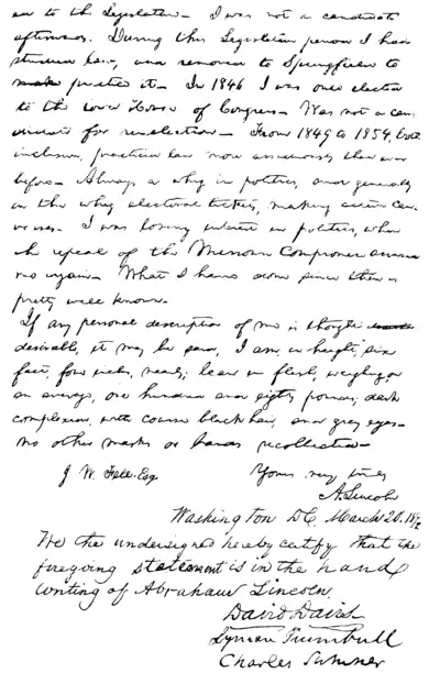 Recollections of Abraham Lincoln - Letter to Jesse W. Fell Page 3.png