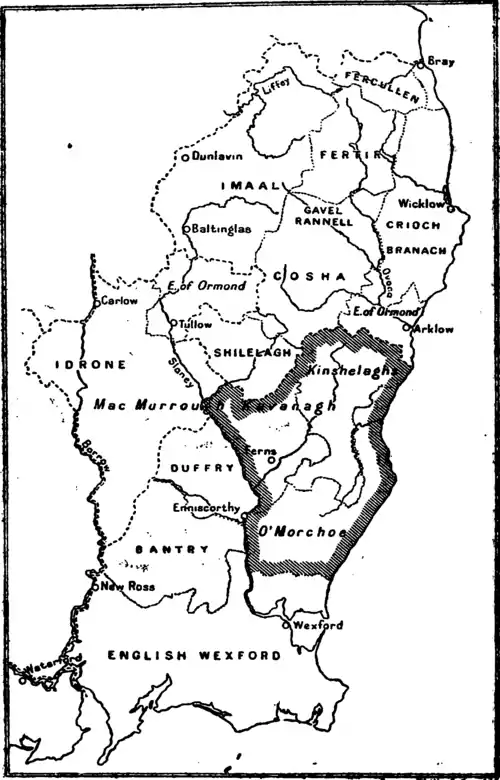 map of South-East Leinster in the 16th Century