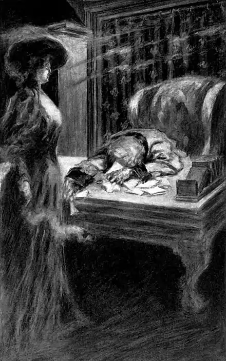 The Return of Sherlock Holmes 1905 - HE FELL FORWARD UPON THE TABLE, COUGHING FURIOUSLY AND CLAWING AMONG THE PAPERS.jpg