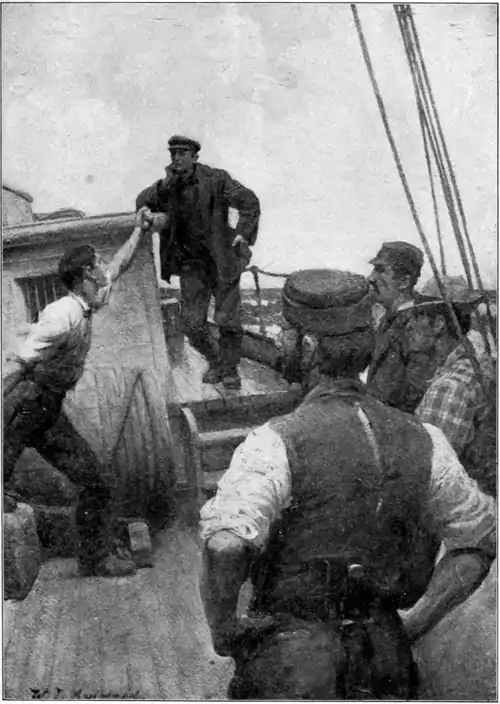 The Sea-Wolf - His face was convulsed and white, his eyes were flashing, his clenched fists raised overhead.png