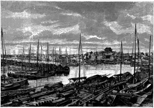 The Water-ways of China - Boats and Junks Outside a City (China's Spiritual Need and Claims, 1887).png