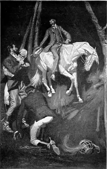 The gray sergeant flung his arms round their prisoner (Stingaree, 1908, pg166).png