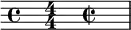 { \override Score.Clef #'stencil = ##f \time 4/4 s4 \once \numericTimeSignature \time 4/4 s4 \time 2/2 s4 s4 }